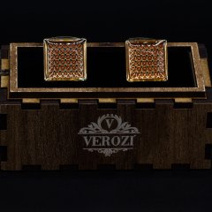 Verozi Kol Düğmesi - Bordo Gold Kare - KDKBDTA