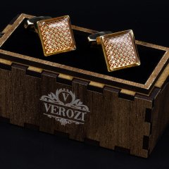Verozi Kol Düğmesi - Bordo Gold Kare - KDKBDTA