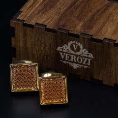 Verozi Kol Düğmesi - Bordo Gold Kare - KDKBDTA