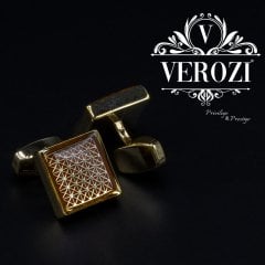 Verozi Kol Düğmesi - Bordo Gold Kare - KDKBDTA