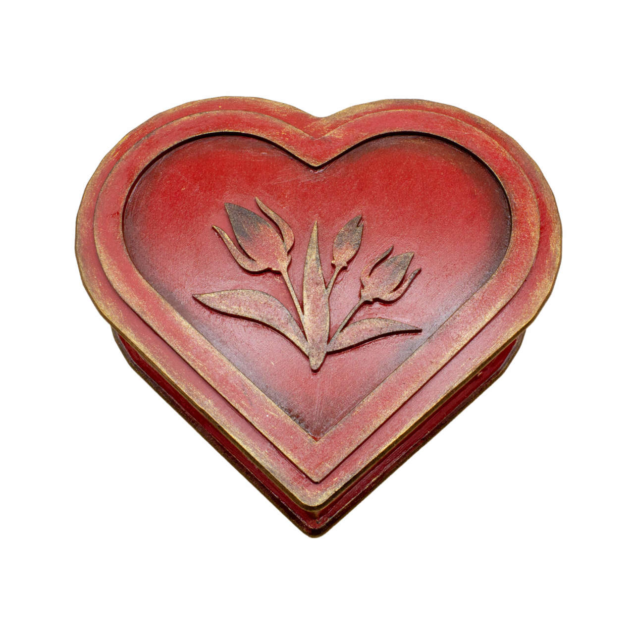 Verozi Kalp Desenli El Yapımı Takı Kutusu Kırmızı