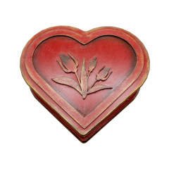 Verozi Kalp Desenli El Yapımı Takı Kutusu Kırmızı