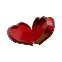 Verozi Kalp Desenli El Yapımı Takı Kutusu Kırmızı