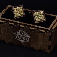Verozi Kol Düğmesi - Kare Bakır Desenli İşlemeli - KDKIAB