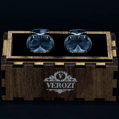 Verozi Kol Düğmesi - Oval Gümüş Mavi Taşlı - KDOCGG