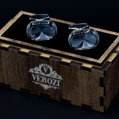 Verozi Kol Düğmesi - Oval Gümüş Mavi Taşlı - KDOCGG