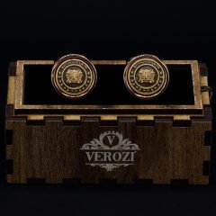 Verozi Kol Düğmesi - Yuvarlak İşlemeli Kahverengi Bakır Rengi Gövde -  KDODAB-1