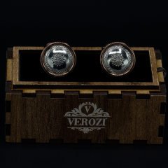 Verozi Kol Düğmesi - Yuvarlak Gri İşleme Bakır Renkli Gövde - KDODGB-1