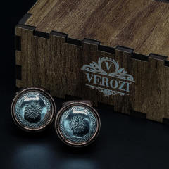 Verozi Kol Düğmesi - Yuvarlak Gri İşleme Bakır Renkli Gövde - KDODGB-1