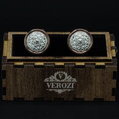 Verozi Kol Düğmesi - Yuvarlak Gri İşleme Bakır Renkli Gövde - KDODGB