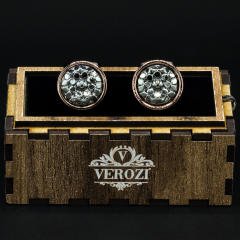 Verozi Kol Düğmesi - Yuvarlak Gri İşleme Bakır Renkli Gövde - KDODGB-2