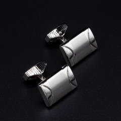 Verozi Kol Düğmesi - Dikdörtgen Gövde Kişiye Özel Gümüş Renkli - KDFCDG