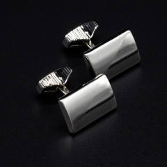 Verozi Kol Düğmesi - Dikdörtgen Gövde Kişiye Özel Gümüş Renkli Gövde  -KDFDDG