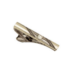 Verozi Kravat İğnesi - Kısa Taşlı Gümüş Füme Renkli - KIKFTF010