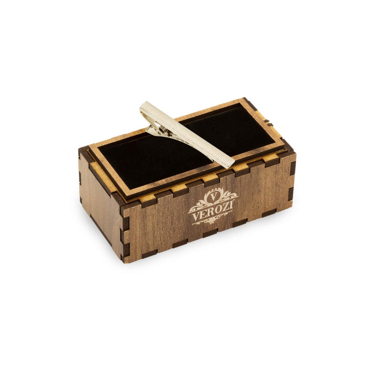 Verozi Kravat İğnesi - Uzun Desenli Gümüş Renkli - KIUFG011