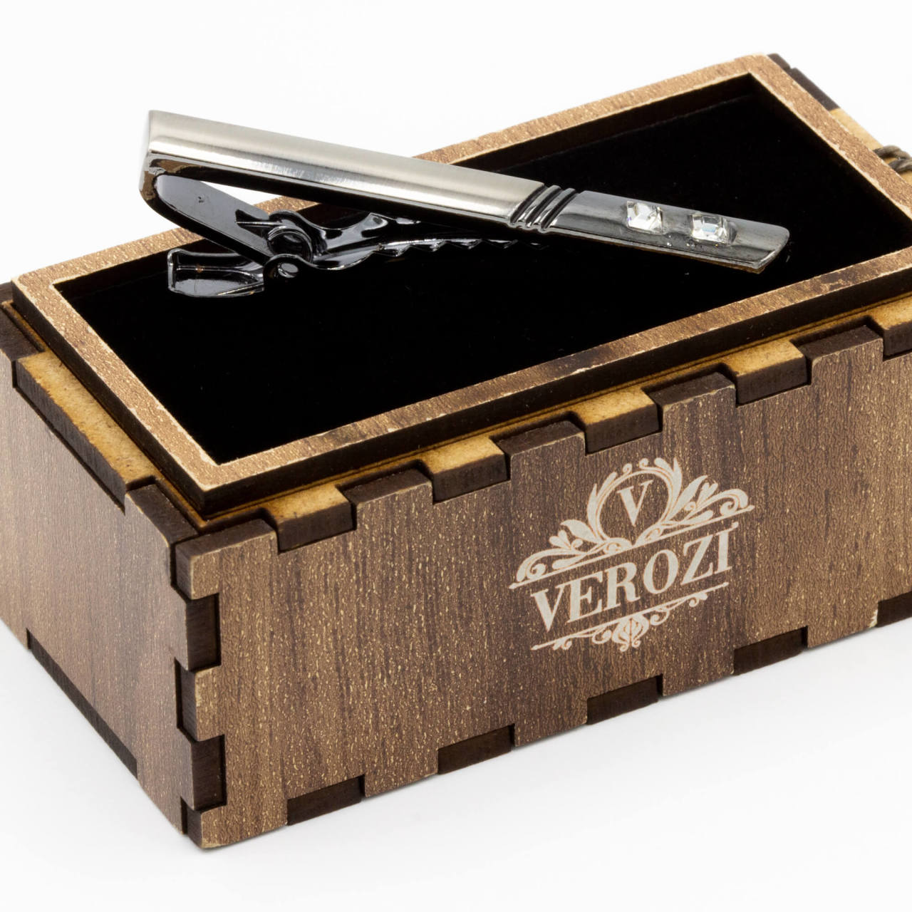 Verozi Kravat İğnesi - Uzun Taşlı Füme Renkli - KIUFTF002