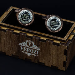 Verozi Kol Düğmesi - Oval Desenli Gümüş Siyah - KDODGSB