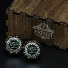 Verozi Kol Düğmesi - Oval Desenli Gümüş Siyah - KDODGSB