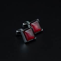 Verozi Kol Düğmesi - Kare Desenli Kırmızı Gümüş - KDKIDKF