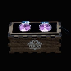 Verozi Kol Düğmesi - Oval Pembe Taşlı Füme Gövde - KDOPG